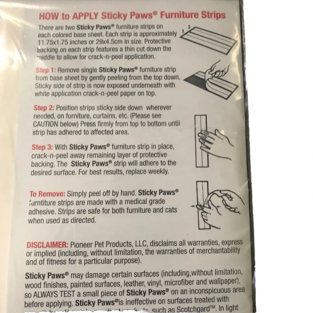 Pioneer Cat Pet Sticky Paws Furniture Strips 24 Pack Easy Harmless NEW